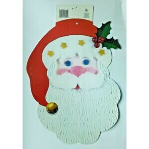 1990's Amscan Santa Head Die Cut Wall Decoration New